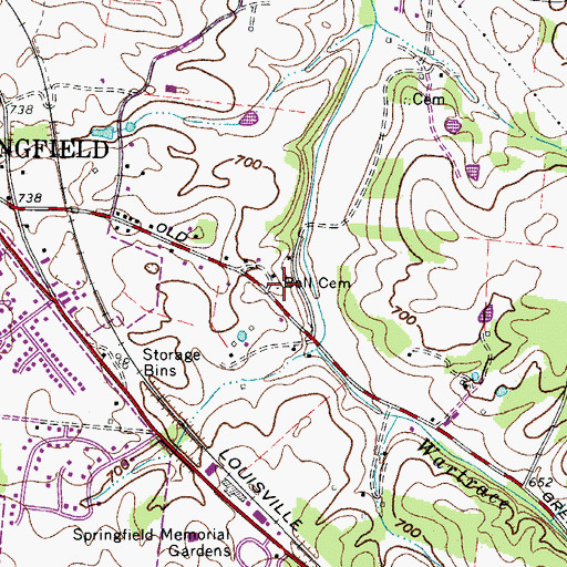 Topographic Map of Bell Cemetery, TN