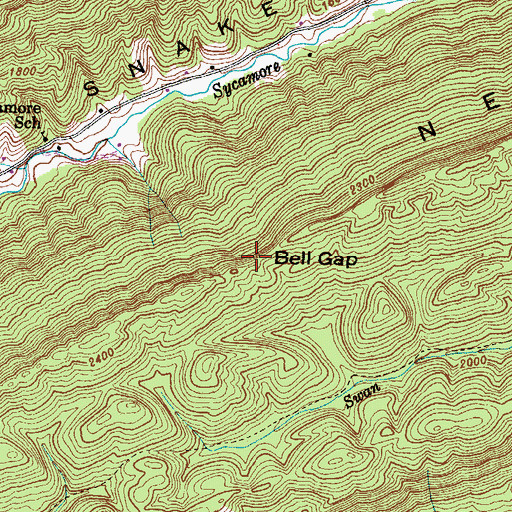 Topographic Map of Bell Gap, TN