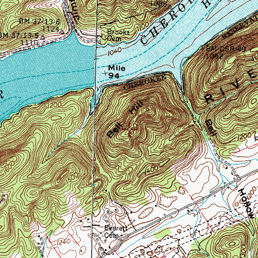 Topographic Map of Bell Hill, TN