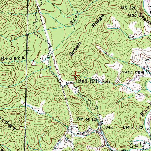 Topographic Map of Bell Hill School, TN