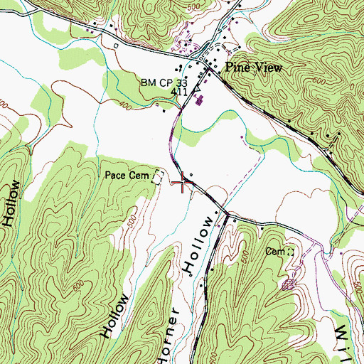 Topographic Map of Bell Hollow, TN