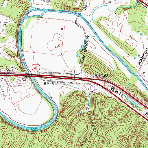 Topographic Map of Bell Hollow, TN
