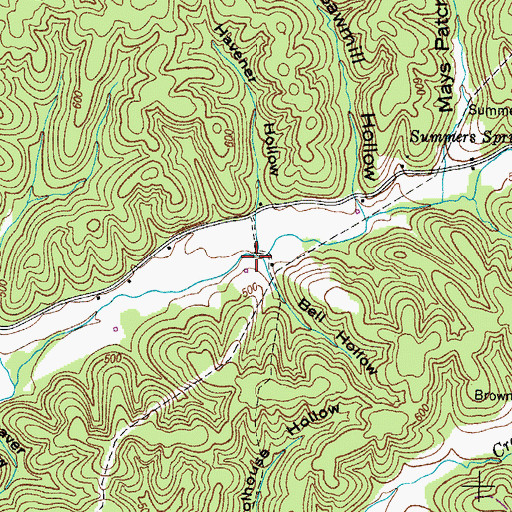 Topographic Map of Bell Hollow, TN
