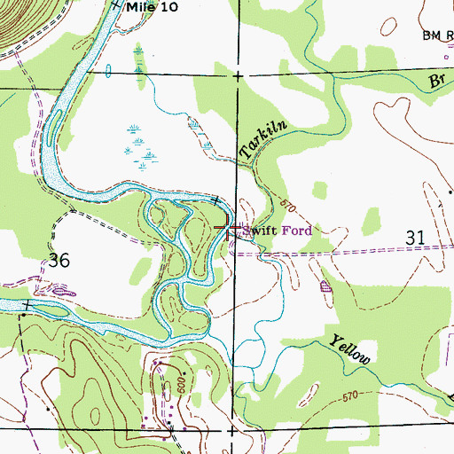 Topographic Map of Tarkiln Branch, AL