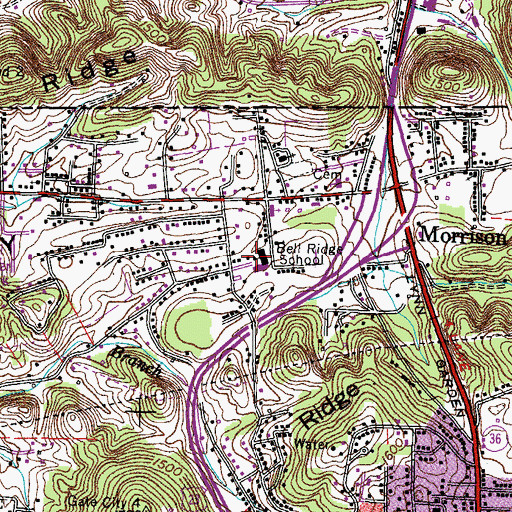 Topographic Map of Bell Ridge School, TN