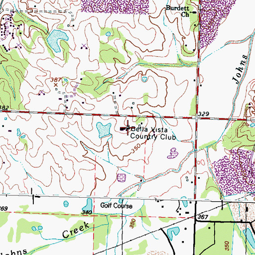 Topographic Map of Bella Vista Country Club, TN