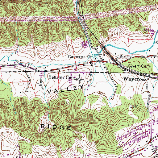 Topographic Map of Bellamy Cemetery, TN