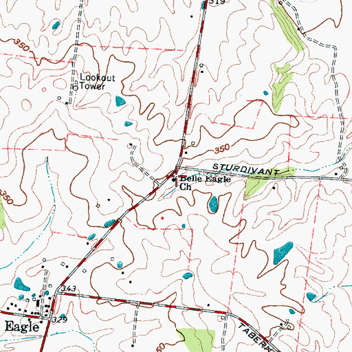 Topographic Map of Belle Eagle Church, TN