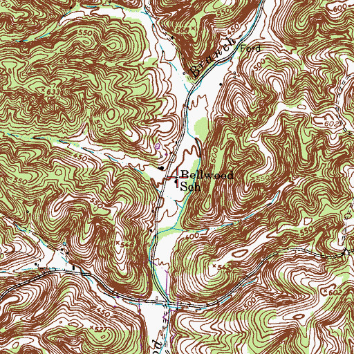 Topographic Map of Bellwood School, TN