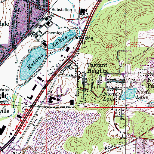 Topographic Map of Tarrant Heights, AL