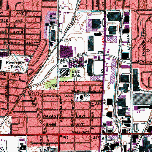 Topographic Map of Belz Park, TN