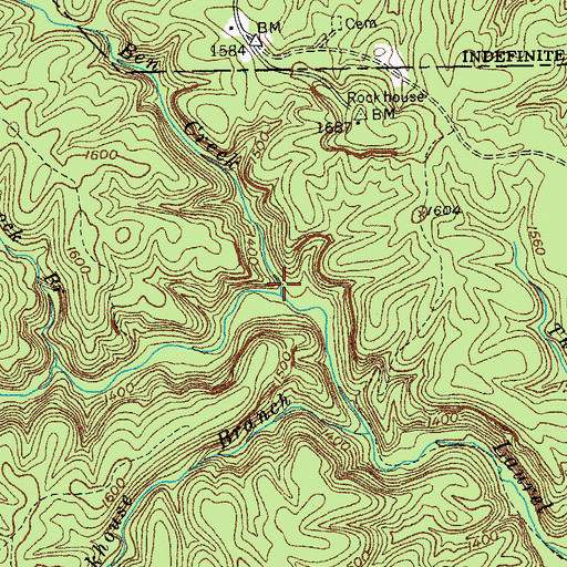 Topographic Map of Ben Creek, TN