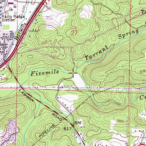 Topographic Map of Tarrant Spring Branch, AL