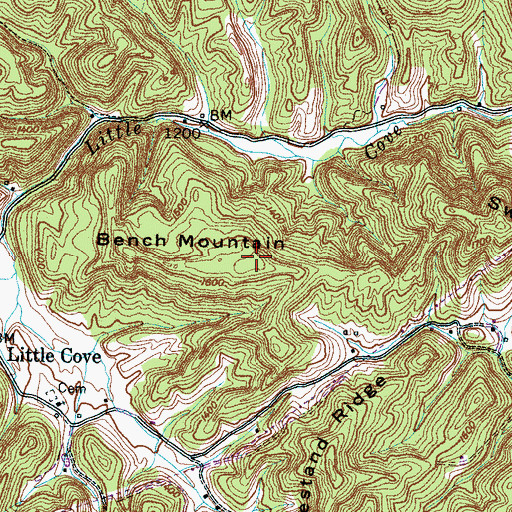 Topographic Map of Bench Mountain, TN