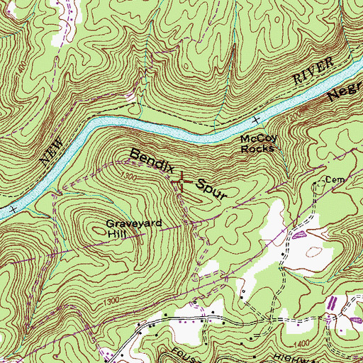 Topographic Map of Bendix Spur, TN