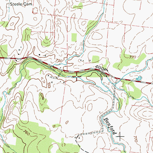 Topographic Map of Benford Creek, TN
