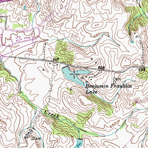 Topographic Map of Benjamin Franklin Lake, TN