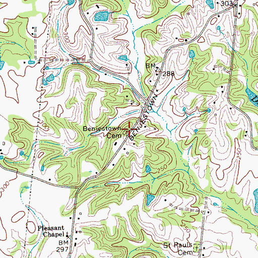Topographic Map of Benjestown Cemetery, TN