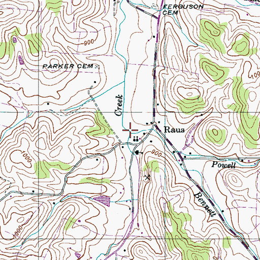 Topographic Map of Bennett Branch, TN