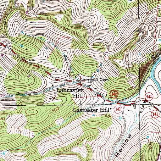 Topographic Map of Bennett Cemetery, TN