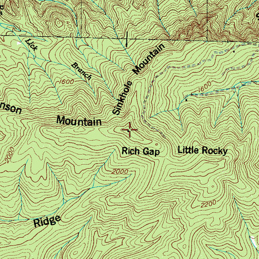 Topographic Map of Benson Mountain, TN