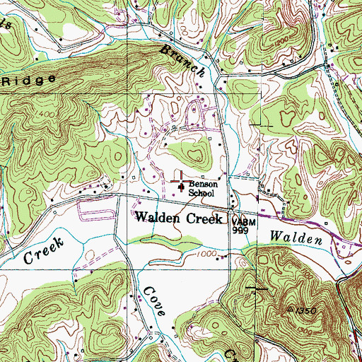 Topographic Map of Benson School, TN