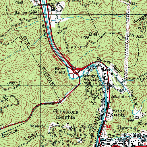 Topographic Map of Bent Field, TN