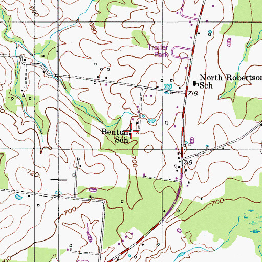 Topographic Map of Benton School, TN