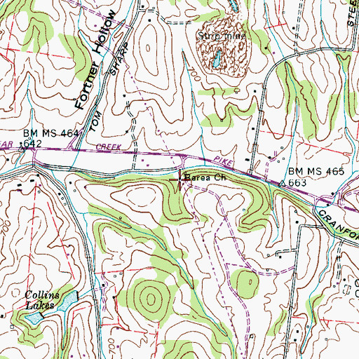 Topographic Map of Berea Church, TN