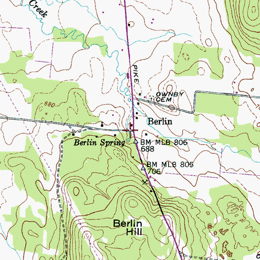 Topographic Map of Berlin, TN