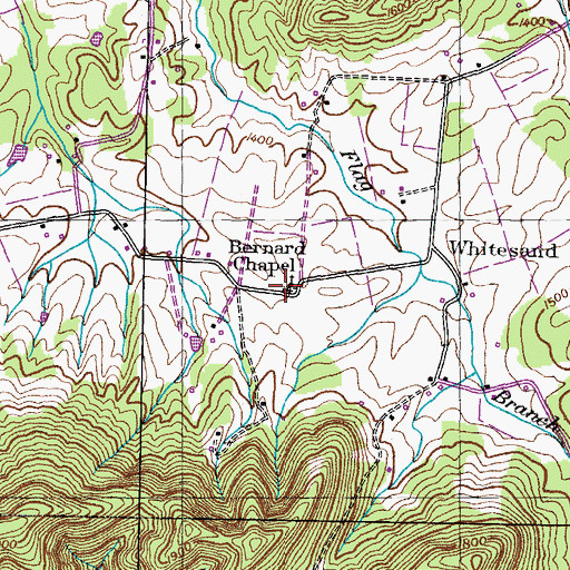 Topographic Map of Bernard Chapel, TN
