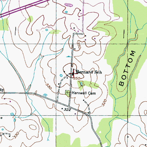 Topographic Map of Bernard School, TN
