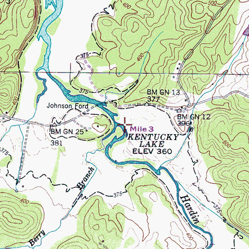Topographic Map of Berry Branch, TN