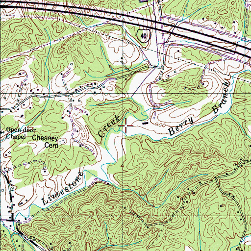 Topographic Map of Berry Branch, TN