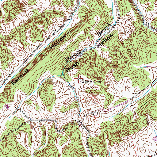 Topographic Map of Berry Cemetery, TN