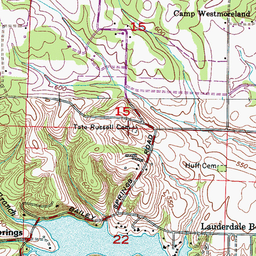 Topographic Map of Tate-Russell Cemetery, AL