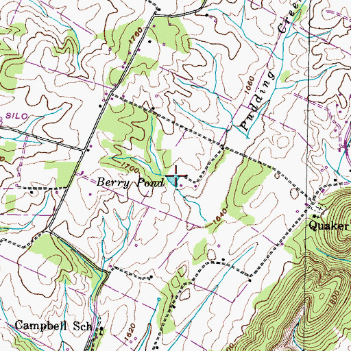 Topographic Map of Berry Pond, TN