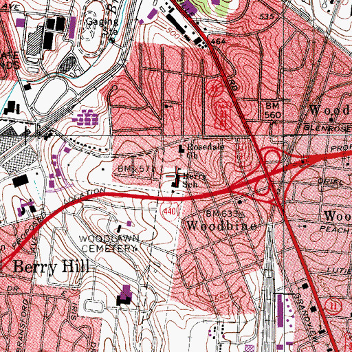 Topographic Map of Berry School, TN