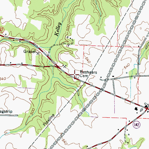 Topographic Map of Beshears Cemetery, TN