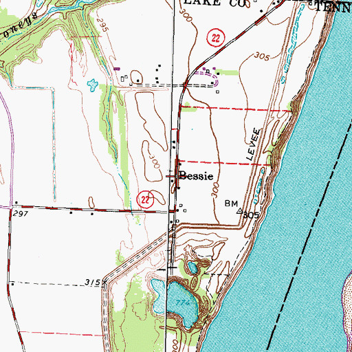 Topographic Map of Bessie, TN