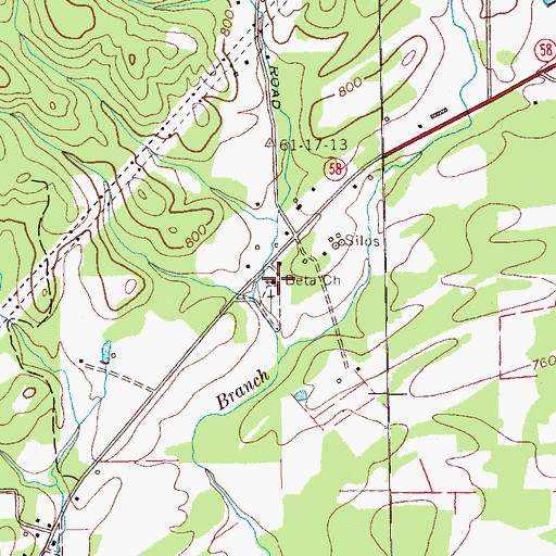 Topographic Map of Beta Church, TN