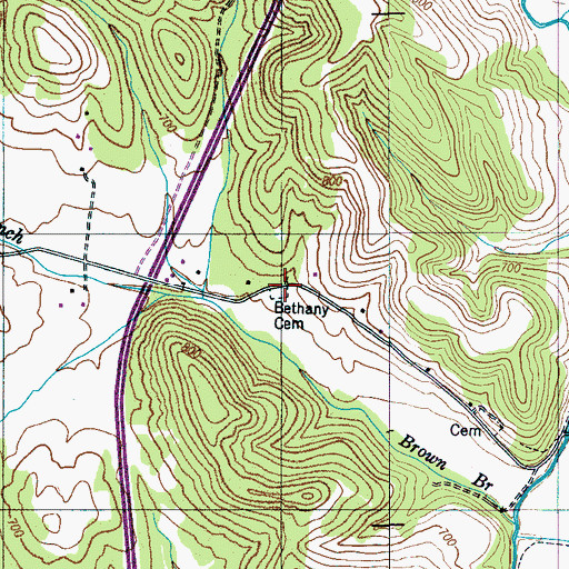 Topographic Map of Bethany Cemetery, TN