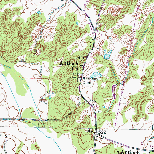 Topographic Map of Bethany Cemetery, TN