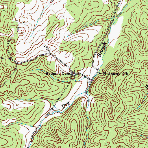 Topographic Map of Bethany Cemetery, TN