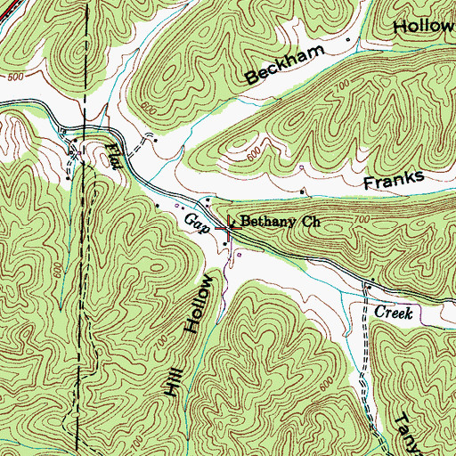 Topographic Map of Bethany Church, TN