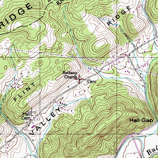 Topographic Map of Bethany Church, TN