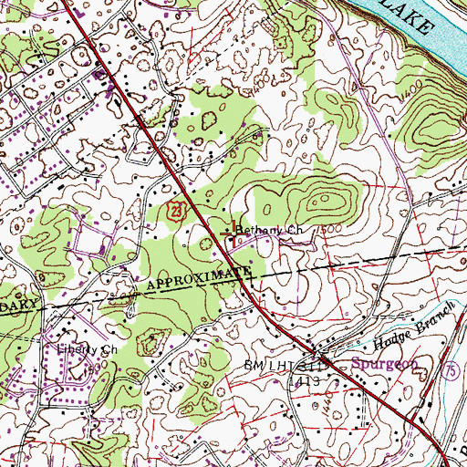 Topographic Map of Bethany Church, TN