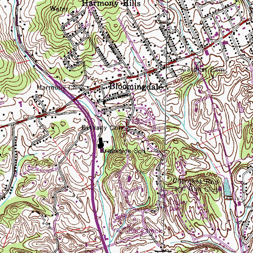 Topographic Map of Bethany Church, TN