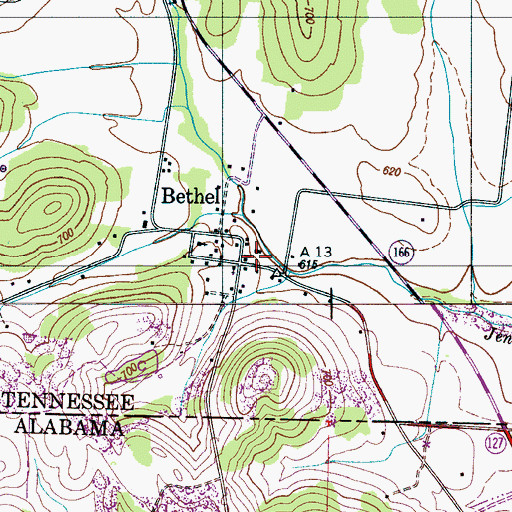 Topographic Map of Bethel, TN
