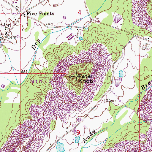 Topographic Map of Tater Knob, AL